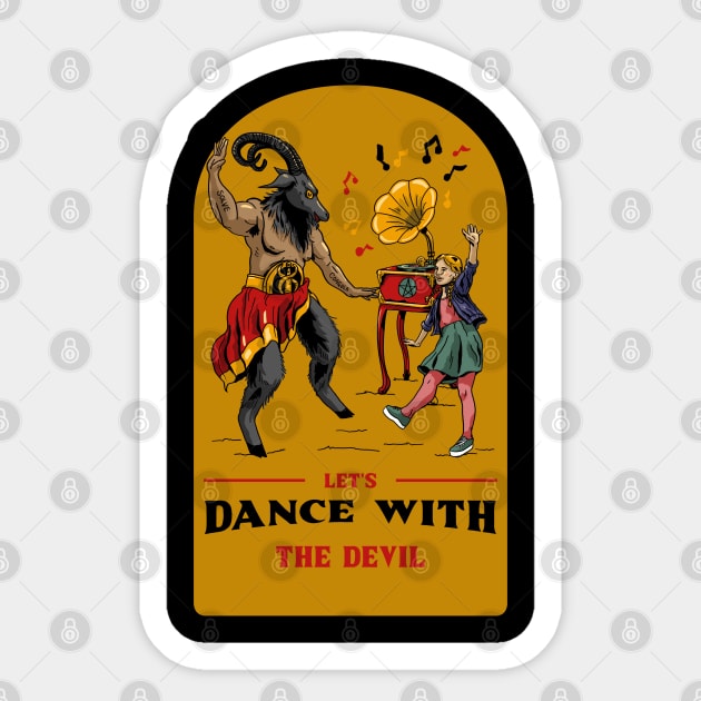 Funny Retro "Let's Dance With The Devil" Parody Sticker by TOXiK TWINS